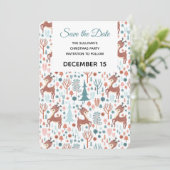 Save The Date Cerfs mignons dans un motif de forêt fantaisiste (Debout devant)