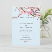 Save The Date Cerise Blossom Printemps Mariage Enregistrer La Da (Debout devant)