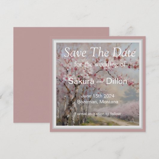 Save The Date Cerisier à l'aquarelle élégant (Devant / Derrière)