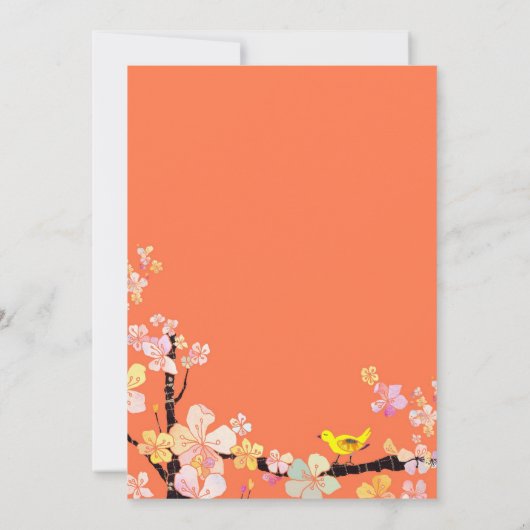 Save The Date Cerisier Fleur Oiseau Orange Mariage Enregistrer l (Dos)