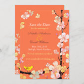 Save The Date Cerisier Fleur Oiseau Orange Mariage Enregistrer l (Devant / Derrière)