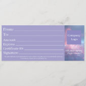 Save The Date Certificat Cadeau Violet Pastel Pailleté Mignon (Dos)