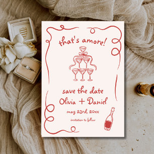 Save The Date C'est Amore Whimsical Hand Drawn Mariage