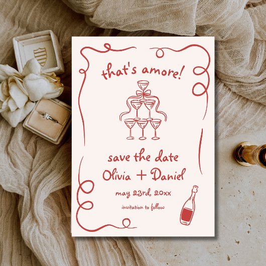 Save The Date C'est Amore Whimsical Hand Drawn Mariage
