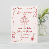 Save The Date C'est Amore Whimsical Hand Drawn Mariage (Debout devant)