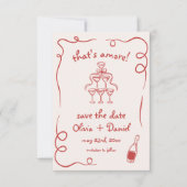 Save The Date C'est Amore Whimsical Hand Drawn Mariage (Devant)