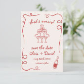 Save The Date C'est Amore Whimsical Hand Drawn Mariage (Debout devant)