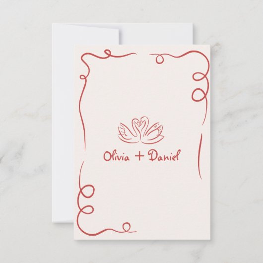 Save The Date C'est Amore Whimsical Hand Drawn Mariage (Dos)