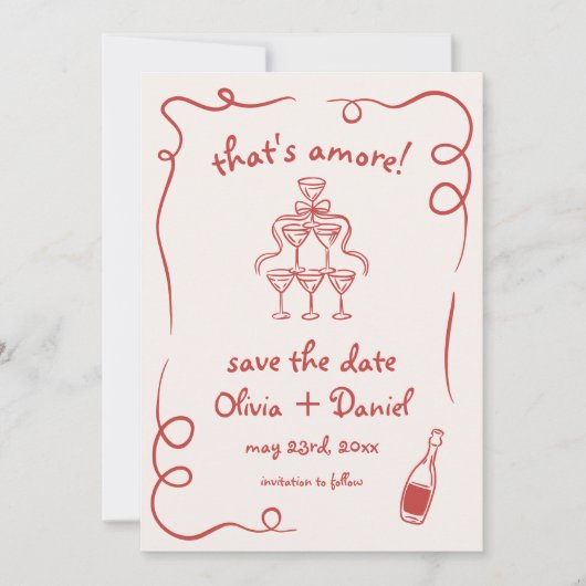 Save The Date C'est Amore Whimsical Hand Drawn Photo QR Code (Devant)