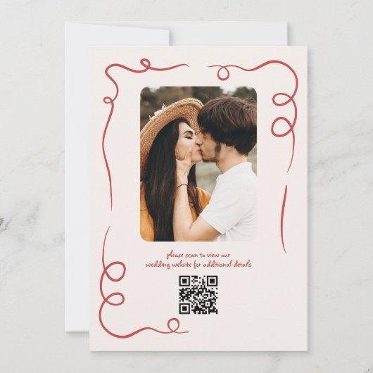 Save The Date C'est Amore Whimsical Hand Drawn Photo QR Code (Dos)