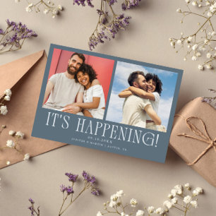 Save The Date C'est Arr contention 2-Photo Bleu Ardoise Mariage