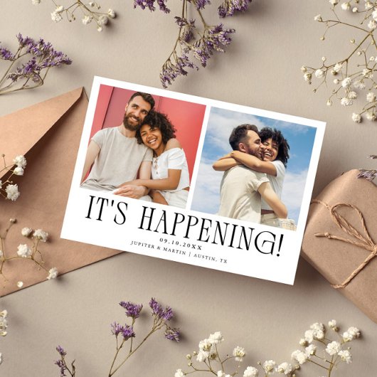 Save The Date C'est Arrivé 2-Photo Mariage Blanc