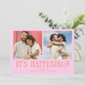 Save The Date C'est Arrivé 2-Photo Orange Rose Mariage (Debout devant)