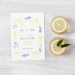 Save The Date C'est l'amour Dessin à la main Citron Mariage Ital