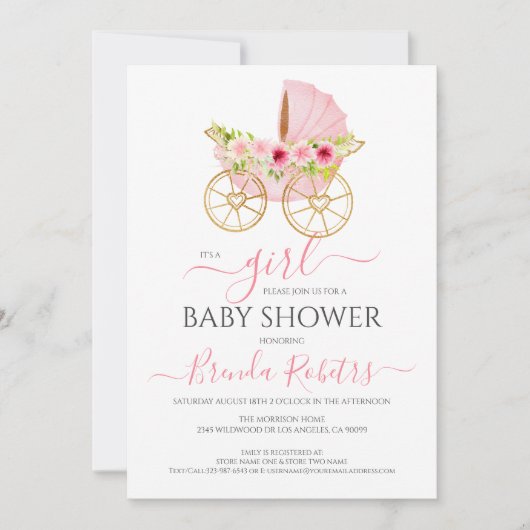 Save The Date C'est un bébé à fleurs fille (Devant)