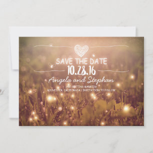 Save The Date chaîne de lumières rougir rustique enregistrer les