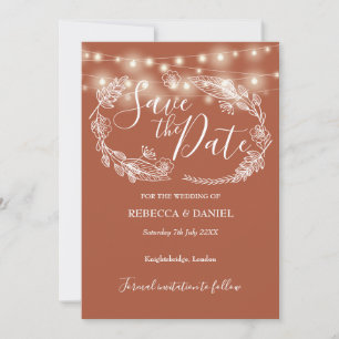 Save The Date Chaîne Lights Floral Terracotta Mariage