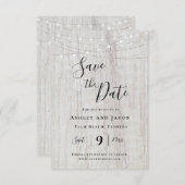 Save The Date Chaîne Rustique Bois Éclairage Mariage Enregistrer (Devant / Derrière)