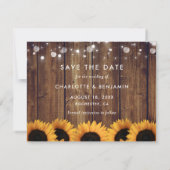 Save The Date Chaîne Rustique Bois Lumières Tournesols Mariage P (Dos)