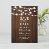 Save The Date Chaîne rustique en bois brun clair photo enregistr (Debout devant)