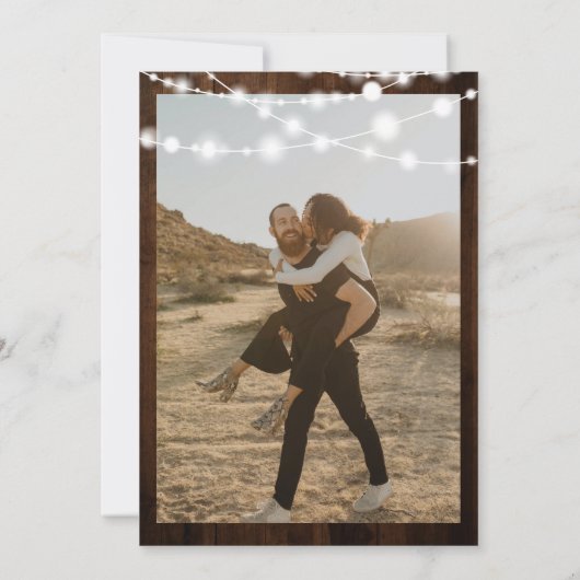 Save The Date Chaîne rustique en bois brun clair photo enregistr (Dos)