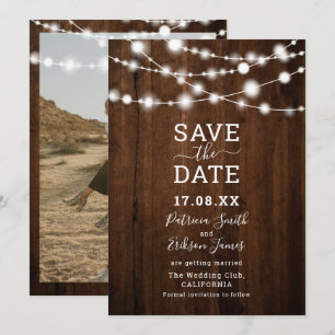 Save The Date Chaîne rustique en bois brun clair photo enregistr
