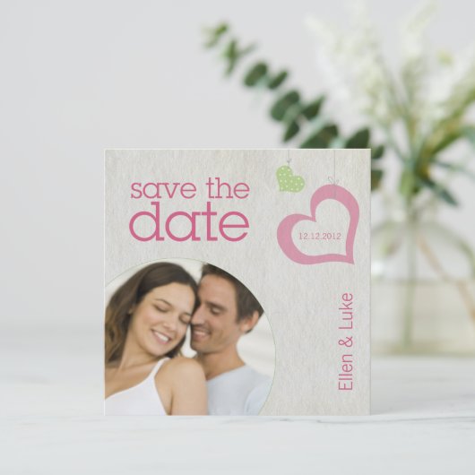 Save The Date Chaînes cardiaques Sauvegardez La Date - Rose & Ve (Debout devant)