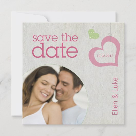 Save The Date Chaînes cardiaques Sauvegardez La Date - Rose & Ve (Devant)