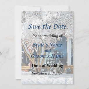 Save The Date Chaise à rocher sur la véranda en hiver Enregistre