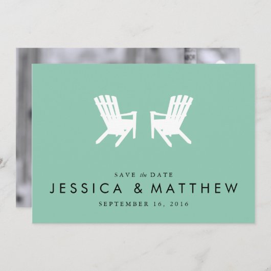 Save The Date Chaises Muskoka Enregistrer la Date // Turquoise (Devant / Derrière)