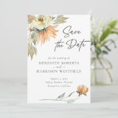 Save The Date Chaleureux tournesols d'automne Terracotta Mariage (Debout devant)