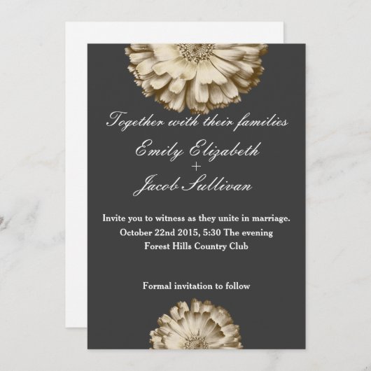 Save The Date Chalkboard Blackboard Daisy Inspiré Mariage Enregi (Devant / Derrière)