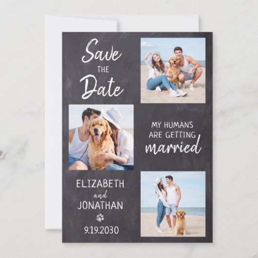 Save The Date Chalkboard Chien Mariage photo Collage (Devant)