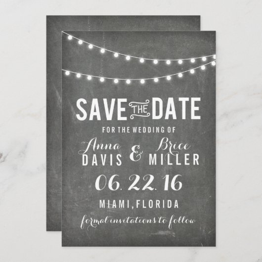 Save The Date Chalkboard Été Chaîne Lumière Enregistrer La Date (Devant / Derrière)