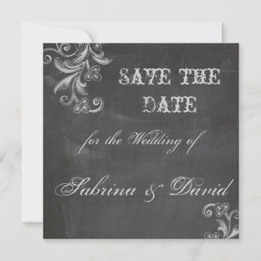 Save The Date Chalkboard Floral Enregistrer la date (Devant)