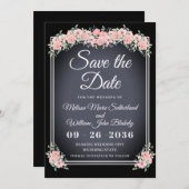 Save The Date Chalkboard Floral Mariage noir (Devant / Derrière)