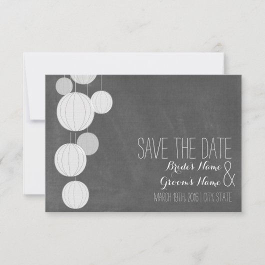 Save The Date Chalkboard Inspiré Lanternes Blanches Enregistrer (Devant)