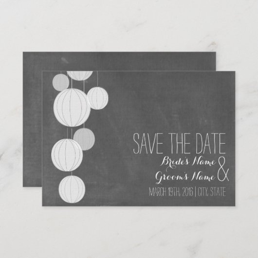 Save The Date Chalkboard Inspiré Lanternes Blanches Enregistrer  (Devant / Derrière)