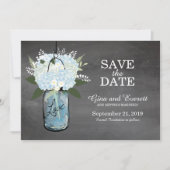 Save The Date Chalkboard Mason Jar Hydrangeas | ENREGISTRER LA D (Devant)