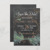 Save The Date Chalkboard rustique wreath d'hiver enregistrer dat (Devant / Derrière)