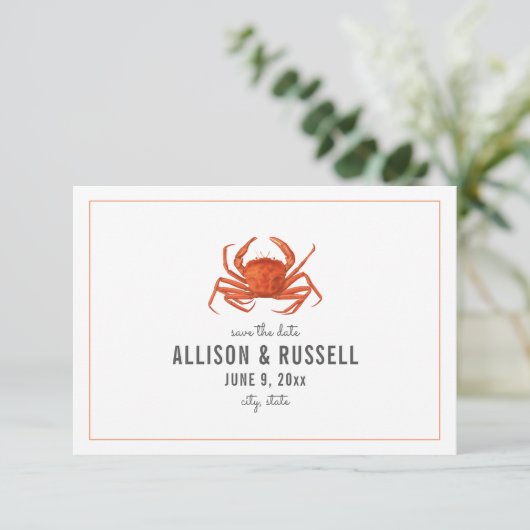 Save The Date Chambray Crabe Rustique Mariage Économisez La Date (Debout devant)