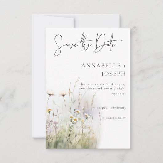Save The Date Champ d'été rustique Fleur sauvage (Devant)