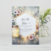 Save The Date Champ romantique Mason Jar Mariage (Debout devant)