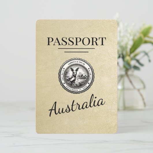 Save The Date Champagne Australie Passeport Enregistrer La Date (Debout devant)