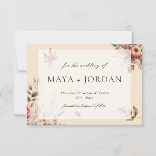 Save The Date Champagne Automne Citrouille Harvest Enregistrer l (Devant)