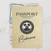Save The Date Champagne Bahamas Passport Enregistrer La Date (Devant / Derrière)