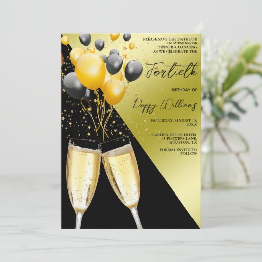 Save The Date Champagne & Ballons 40e anniversaire (Debout devant)