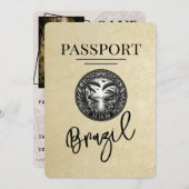 Save The Date Champagne Brésil Passeport Enregistrer La Date (Devant / Derrière)