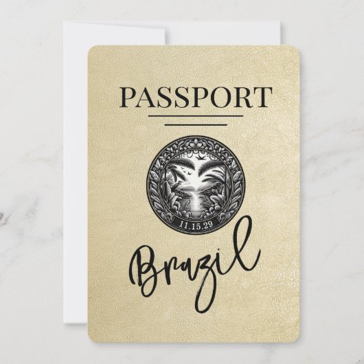 Save The Date Champagne Brésil Passeport Enregistrer La Date (Devant)
