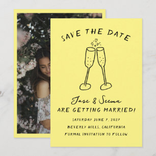 Save The Date Champagne Cheers Main Drake Photo personnalisée